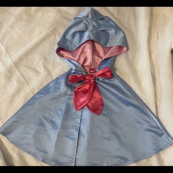 Fairy Godmother Cinderella Little Girl DISNEY Blue Hooded Cape w/ Pink Bow - Picture 2 of 6